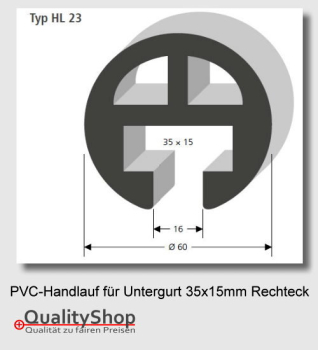 PVC Handlauf Typ. HL23 für Flachstahl 35x15mm